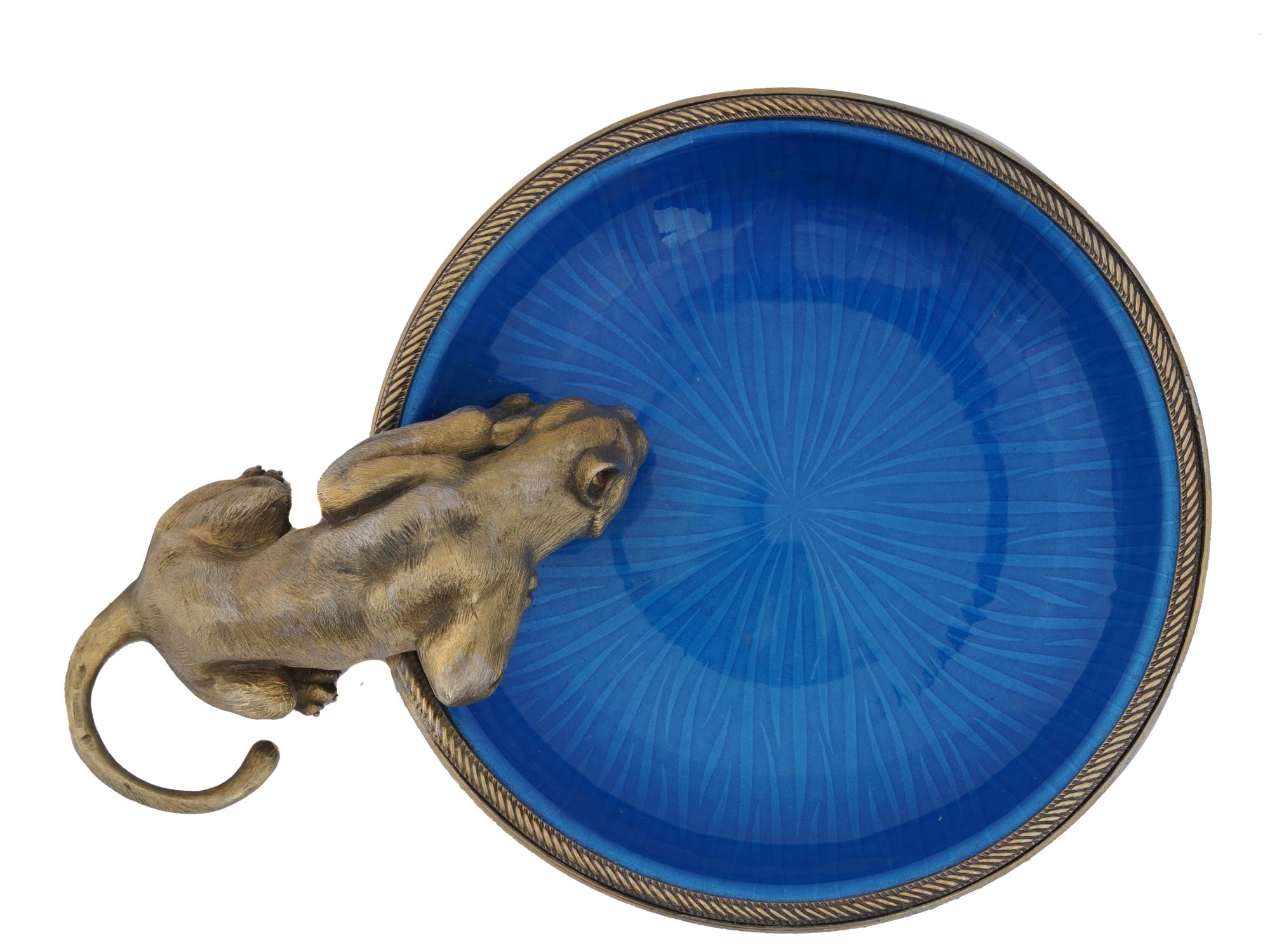 RUSSIAN GILT SILVER BLUE ENAMEL PANTHER ASHTRAY PIC-6